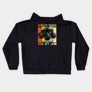 Monster Trucks Are My Jam Vintage Retro Monster Truck Kids Hoodie